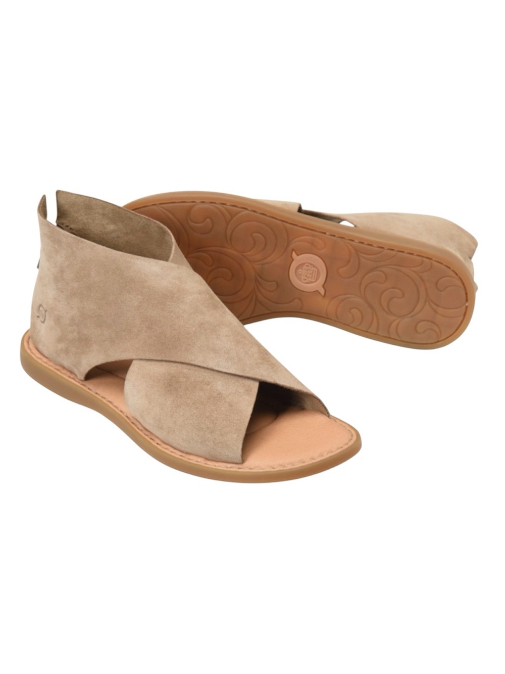 Born Iwa suede taupe tan sandals sz7